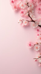 Obraz na płótnie Canvas Pink sakura blossom spring vertical background with copy space