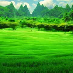 Fotobehang Groen landscape in the mountains