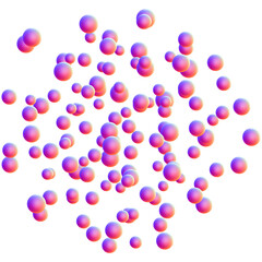 Holographic 3D shape isolated on a transparent background. Trendy abstract geometric design element in purple and pink colors.