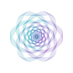 Grid Guilloche rosette for banknotes and certificates s design. Sophisticated template for the protection of securities, an ornament in the form of wavy curly lines. Vector.