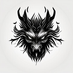 Dark Fantasy Symbol: Vector Monster Head Logo in Monotone