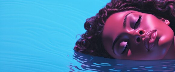 Captivating Image of a Woman Floating in a Pink Pool of Water Generative AI