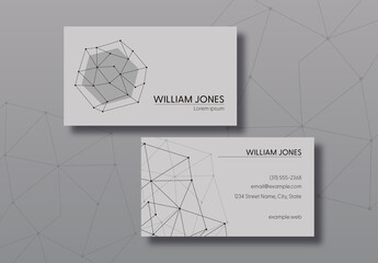 Gray Business Card With Polygonal Elements