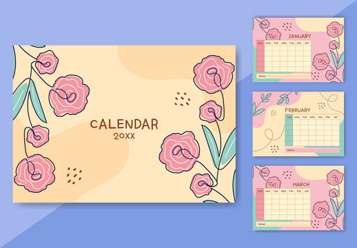 Floral Calendar Layout