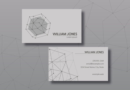 Gray Minimalist Geometric Network Business Card Template