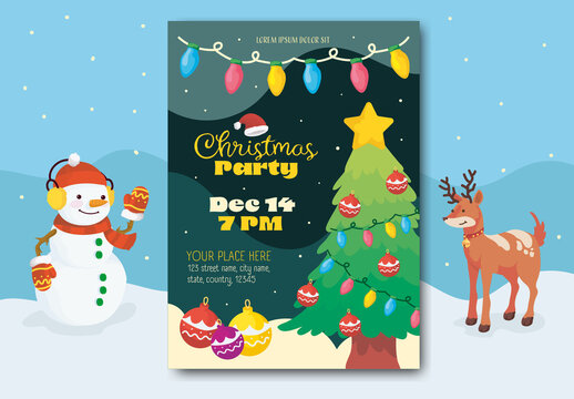 Colorful Fun Festive Christmas Party Invitation Template
