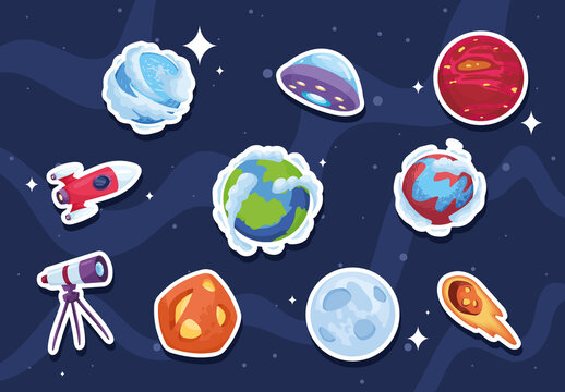 Cartoon Space Sticker Sets