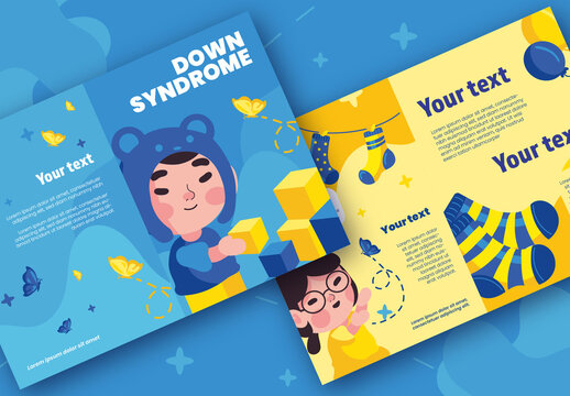 Blue and Yellow Down Syndrome Awareness Brochure Cute Supportive Design