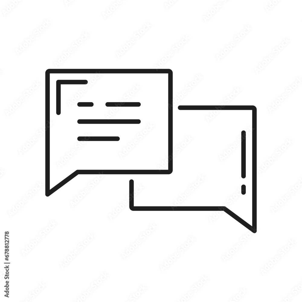 Leinwandbilder abstract note in speech bubble, chatting memo dialogue box thin line icon. vector conversation sign,