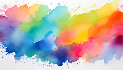 colorful watercolor stain isolated on a white background ai - obrazy, fototapety, plakaty