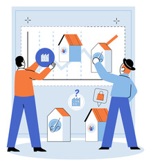 Business Association. Vector illustration. Developing sound business strategy is essential for long term success Business finance and industry trends influence decision making and resource allocation