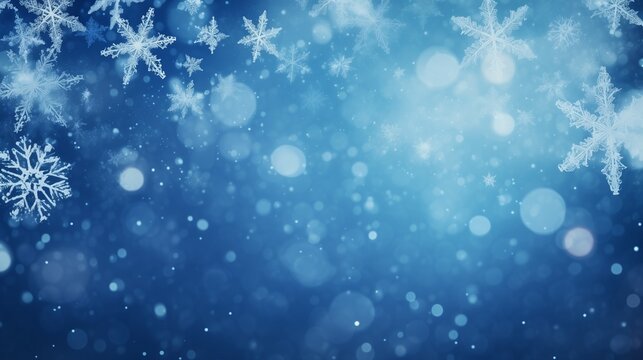 Blue winter background with snowflakes