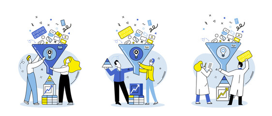 Fototapeta premium Business analytics vector illustration. The business analytics concept enhances decision making processes Financial analysis evaluates financial performance business Economic factors influence