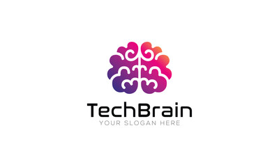 Tech Brain creative mind logo vector design