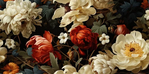 Fotobehang beautiful fantasy vintage wallpaper botanical flower bunch,vintage motif for floral print digital background © Nokhoog
