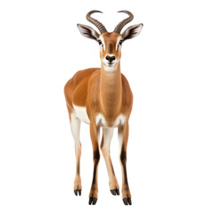 Beautiful antelope isolated on white or transparent background, png clipart element. Easy to place object on any other background.