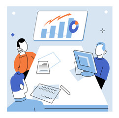 Business briefing vector illustration. Economical practices optimize costs, streamline processes, and ensure efficient resource utilization in business environment A well structured business plan