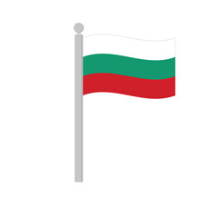 Flag of Bulgaria on flagpole isolated