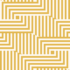 Vector seamless yellow line pattern. Abstract geometric design with optical illusion of braided wicker lines. Simple funky background texture. Retro style. Repeat ornament for decor, product package