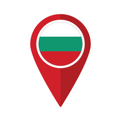 Flag of Bulgaria flag on map pinpoint icon isolated red color