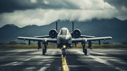 A-10 Thunderbolt II Attack Aircraft on Runway Ready for Takeoff