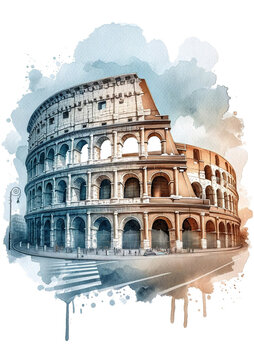 Isolated Watercolor of the Colosseum