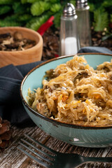 Traditional polish sauerkraut with mushrooms.