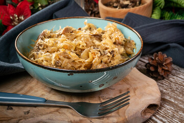 Traditional polish sauerkraut with mushrooms.