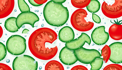 Pattern of cucumber and tomatoes. Design