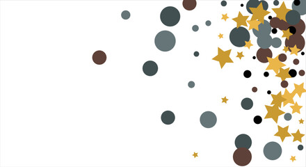Fototapeta premium Gold, blue, brown, black confetti with circles and stars. Cosmic shine. Christmas abstract pattern. Beautiful illustration for postcard, banner, web. Background for the image. Vector illustration
