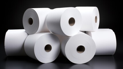 White Paper Rolls. Closeup View of Paper Roll on Spinning Cylinder inside Mill Plant