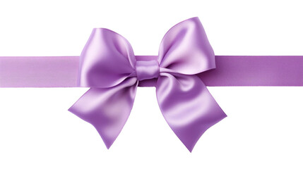 Beautiful shiny silk violet bow isolated on transparent background, decorative design png element, clip art festive object.