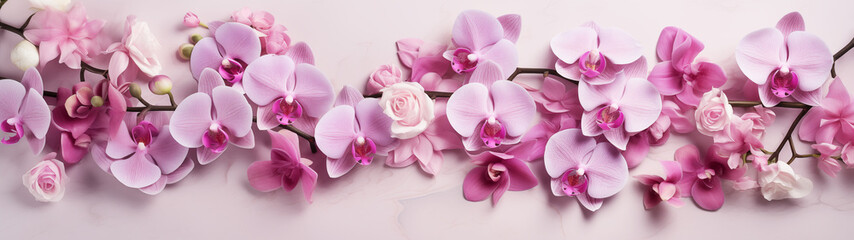 Banner of the Pink Orchids vintage botanical ornament