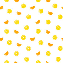 Orange and lemon slices vector seamless pattern, background, wallpaper, print, textile, fabric, wrapping paper, packaging design	