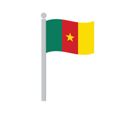 Flag of Cameroon on flagpole isolated