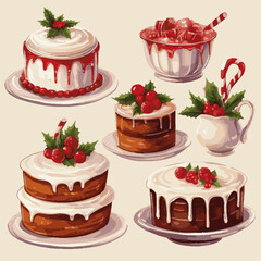 set of christmas cakes
