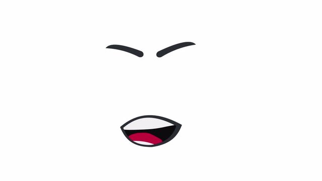 Screaming cartoon face. Animation is an aggressive emotion, alpha channel is turned on. Cartoon