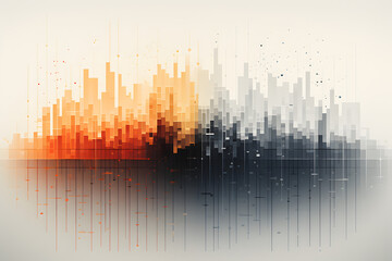 Cityscape digital art with warm orange and cool blue gradient effect