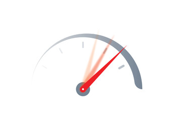 fast and red dial indicator. vector speedometer.