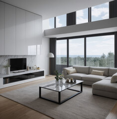 Fototapeta premium architecture , Interior Architecture,Interior space of a stylish house, Interior space of a stylish kitchen, Interior space of a stylish living room, internal space , living room,kitchen, Luxury house