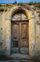 Fototapeta na wymiar Ancient portal of an abandoned house