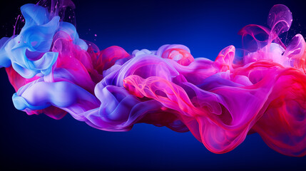  Abstract watercolor ornament of strong fluid wave with neon majestic, magenta splash, dynamic, expressive