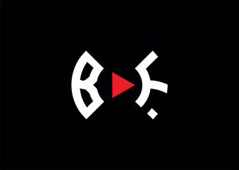 Initial Monogram BF Logo With play Icon Button Vector Template.