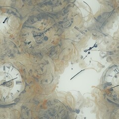 Abstract seamless pattern. Time. AI generated.