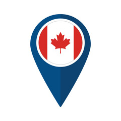 Flag of Canada flag on map pinpoint icon isolated blue color