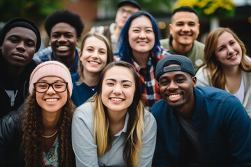 Obraz premium Community Unity: A Diverse Group of People Coming Together in a Community Event