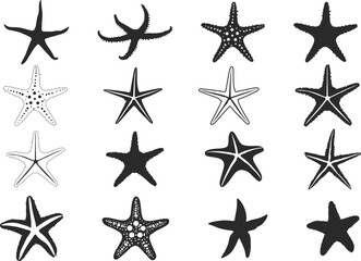 Starfish silhouette, Starfish icon, Starfish SVG,  Starfish outline, Tropical starfish SVG, Starfish bundle set. - obrazy, fototapety, plakaty