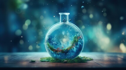 Ecology concept with green plant in a glass bottle