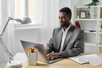 man online laptop computer freelance office freelancer african american job education student