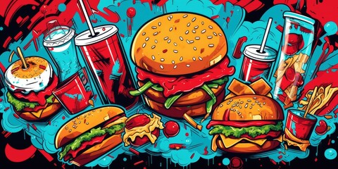 cartoon food style illustration Generative AI